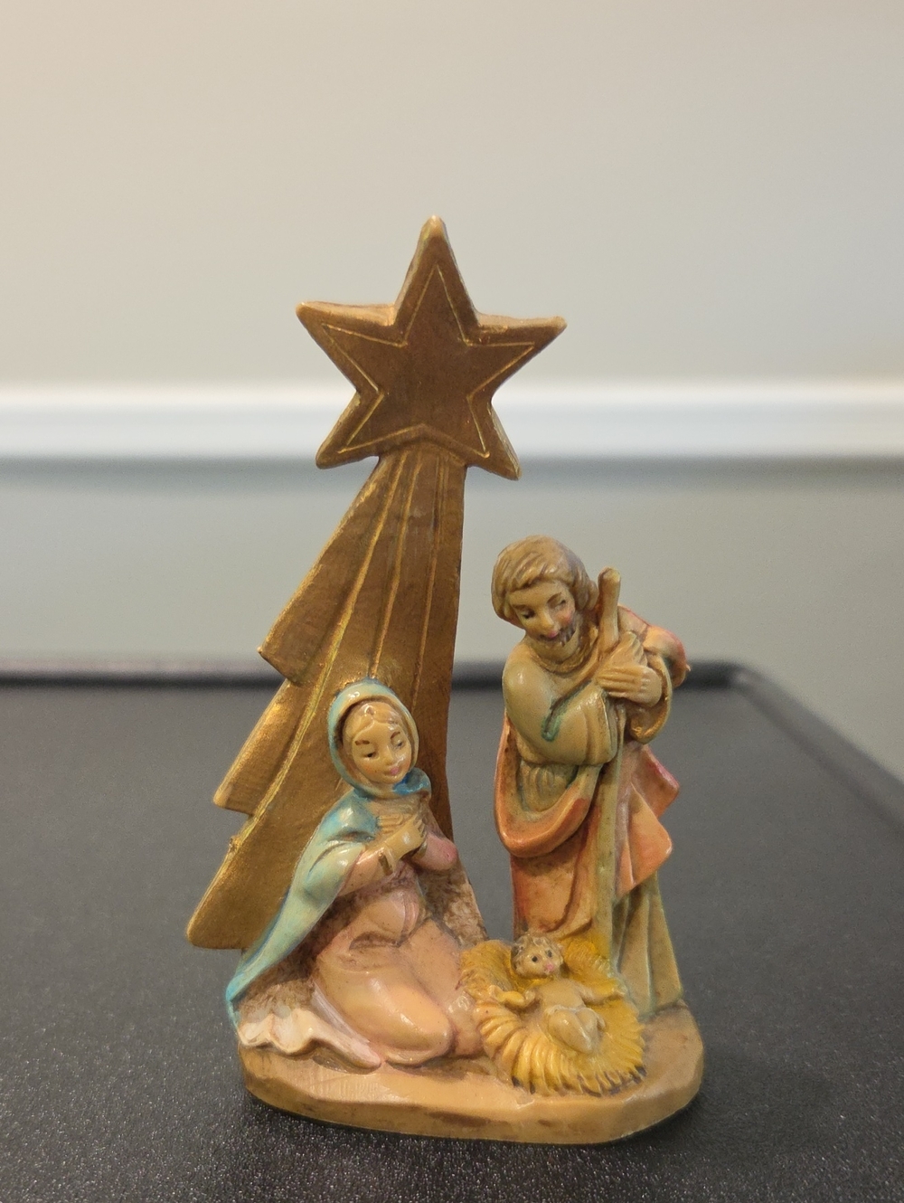 Hand-Painted Nativity Figurine with Gold Star - Italy